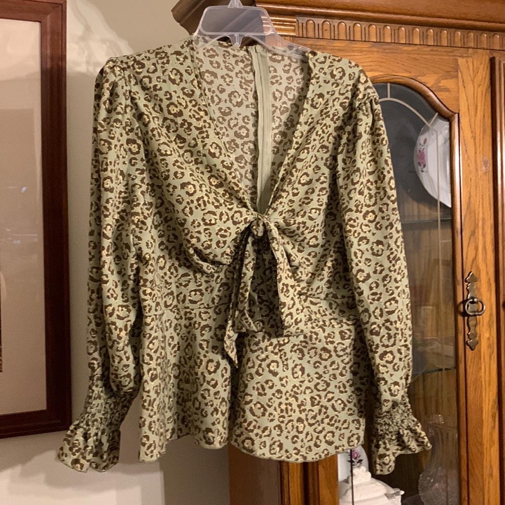 Green and Brown Leopard Top